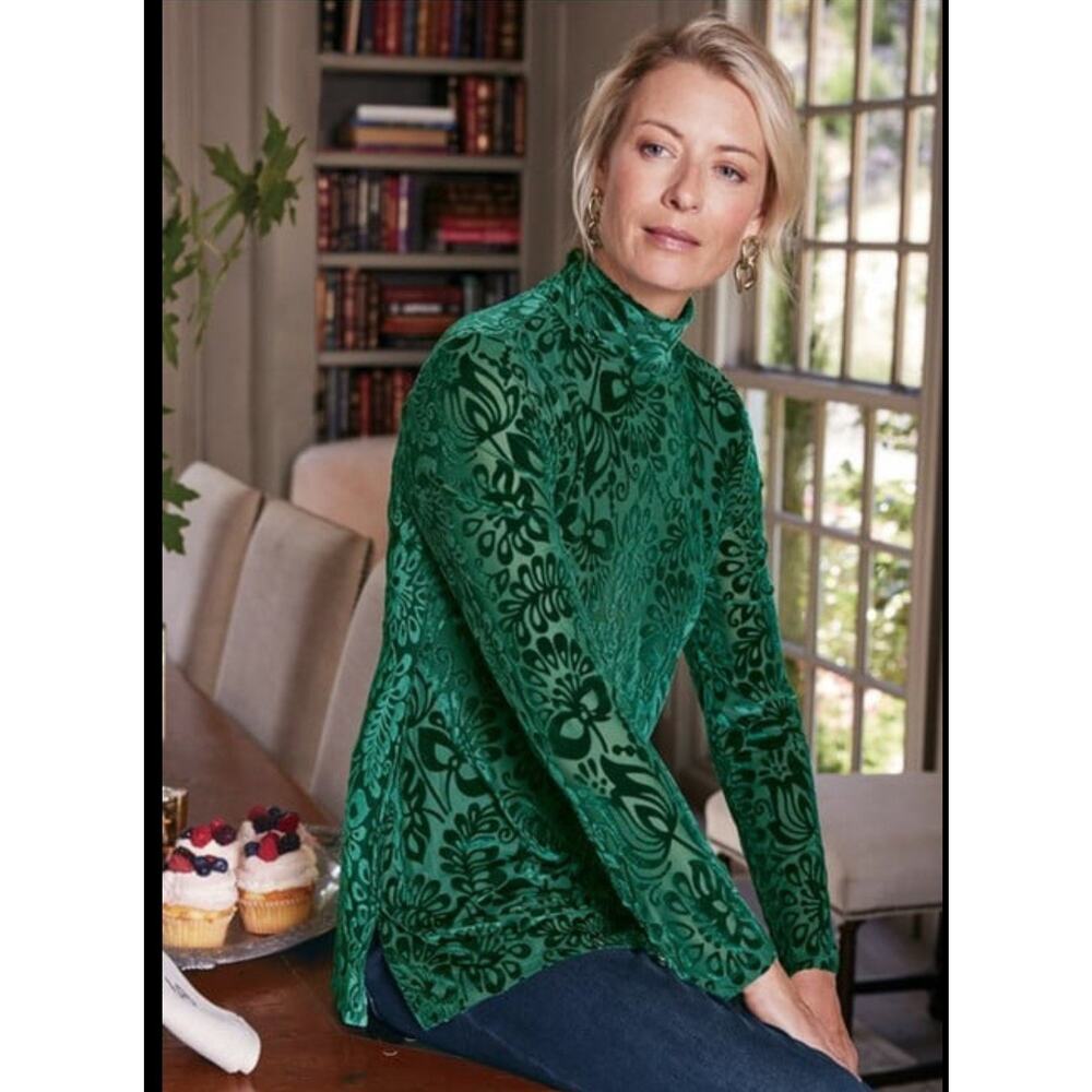 Soft Surroundings Walden Velvet Turtleneck Size PS 2319